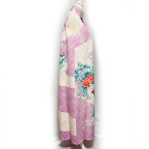 正絹】着物リメイク 豪華振袖ドレス&ショールのセット／キャミ