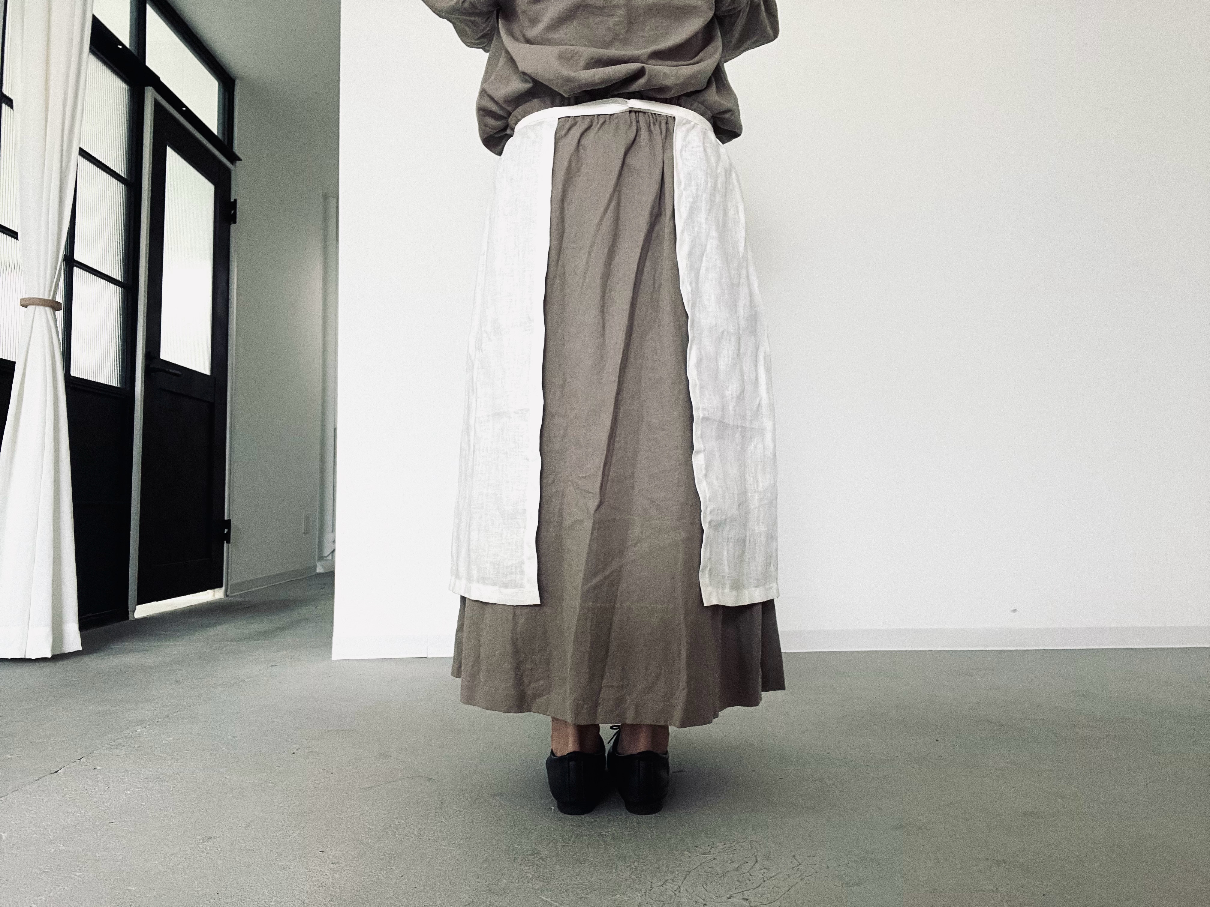 シンプルリネンエプロン⚮̈重ね着⚮̈ナチュラル⚮̈ FREEサイズ⚮̈3色から選択