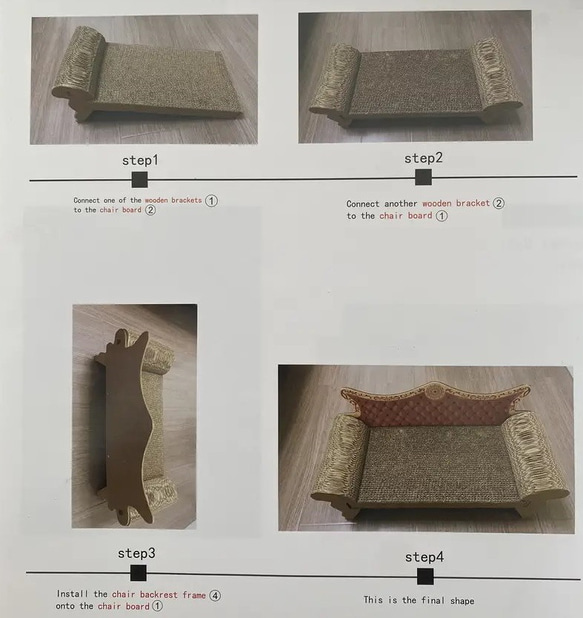 猫のベッド ソファ Cat 爪とぎ 引っかき 板 ボード 組み立て簡単 耐久 頑丈 可愛い 愛らしい ch-1515 8枚目の画像