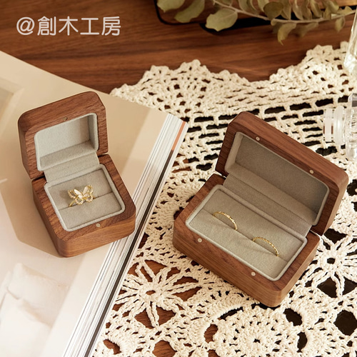木製リングケース ペアリング収納 指輪ケース アクセサリー収納 携帯用