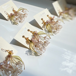 鈴蘭の花束 ピアス/イヤリング  ディップアート アメリカンピアス ワイヤー 成人式 結婚式 花嫁 ブライダル 7枚目の画像