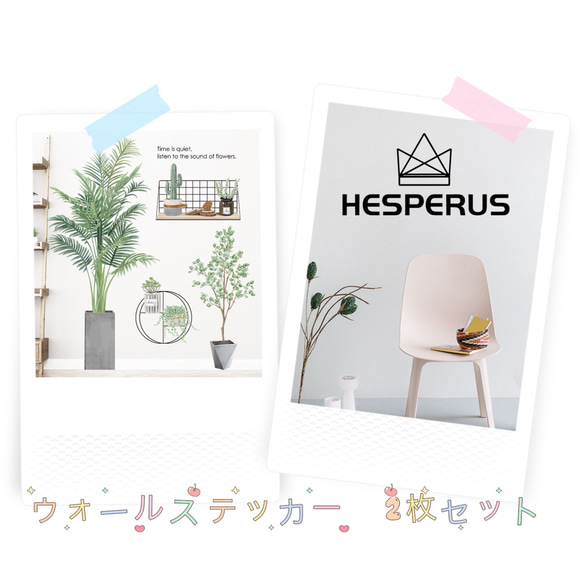 ウォールステッカー　ウォールデコ　2枚セット　HESPERUS+AD004 モノトーン　植木鉢　癒す　DIY壁紙壁シール 1枚目の画像