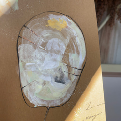 ルナリア　beige  【原画/A4/アクリル画】　インテリアアート 4枚目の画像