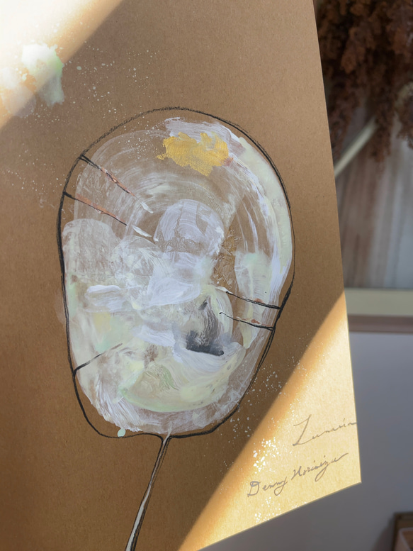 ルナリア　beige  【原画/A4/アクリル画】　インテリアアート 4枚目の画像