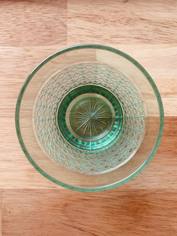 菊籠目グラス緑 3枚目の画像