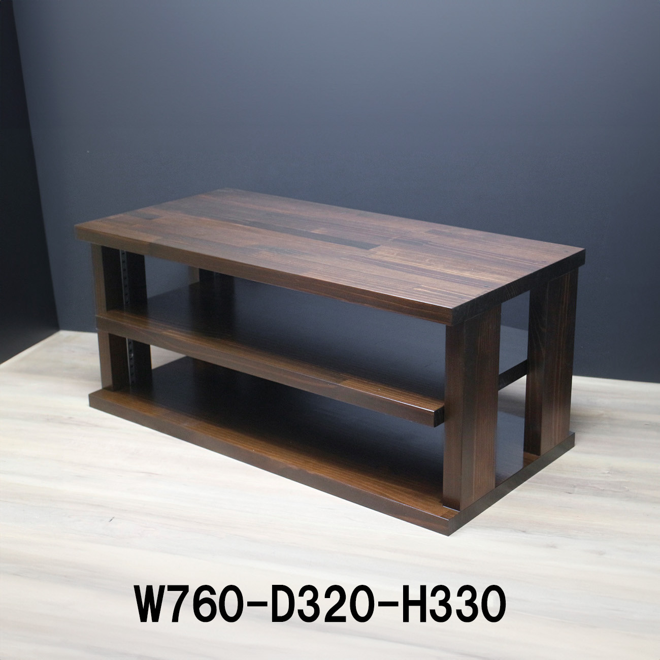 棚板の高さを自由にセットできる木製（無垢材）オーディオラック１R3タイプ オーク1（TS280-25）注文後製作