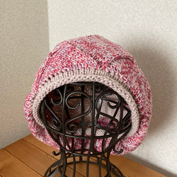 手編み　ぽってり可愛い　カラフルコットン帽子　ケア帽子　 1枚目の画像