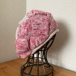 手編み　ぽってり可愛い　カラフルコットン帽子　ケア帽子　 3枚目の画像