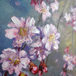 桜のアートパネル油絵原画1点のみ 4枚目の画像