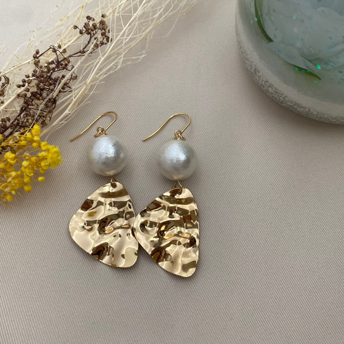 ♪569❤️ 毛糸　サークル　ゴールド　ピアス　イヤリング　ハンドメイド ♪569❤️ 毛糸サークルゴールドピアスイヤリングハンドメイド