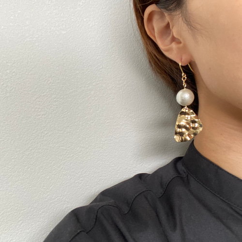 ♪569❤️ 毛糸　サークル　ゴールド　ピアス　イヤリング　ハンドメイド ♪569❤️ 毛糸サークルゴールドピアスイヤリングハンドメイド