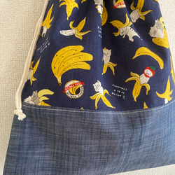 附手把換尿布包☆Ku☆香蕉貓圖案海軍藍健身衣服包男孩女孩 第5張的照片