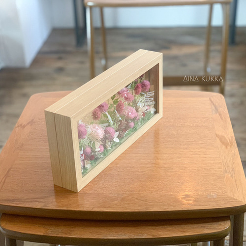 ガラスフレームアレンジ/L]ナチュラルピンクガーデン/ドライ