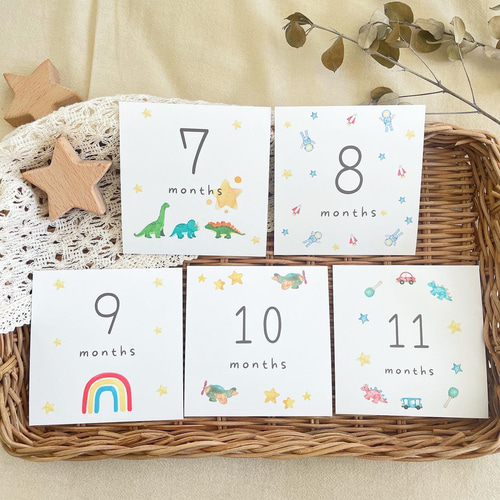 マンスリーカード C男の子　ましかくアルバム　アルバス　月齢カード　出生記録 ましかく マンスリーカード 月齢カード アルバス アルバム Baby