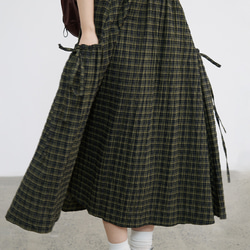 ひらりと揺れるサイドリボンが可愛い ヴィンテージチェック柄スカート 1枚目の画像