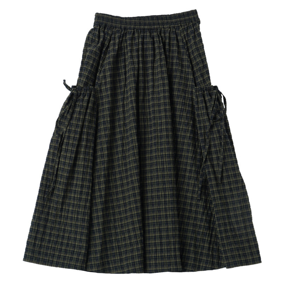 ひらりと揺れるサイドリボンが可愛い ヴィンテージチェック柄スカート 4枚目の画像