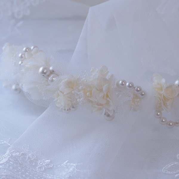 ヘッドドレス　髪飾り　[C-1]　ヘッドアクセサリー ウェディング ブライダル　フラワー　結婚式髪飾り