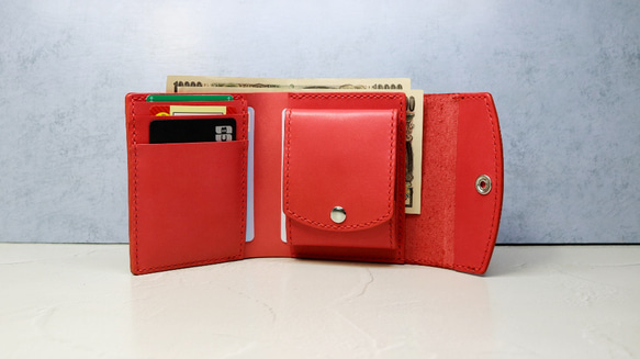 三つ折り財布　コーラルピンク 7枚目の画像