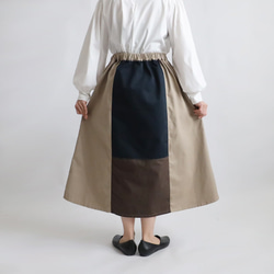 初夏ＳＡＬＥ　８０cm丈　愉快なスカート　パッチワーク　ギャザー　スカート　チノコットン×ベビーキャンバス　Y07C 8枚目の画像
