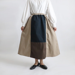 初夏ＳＡＬＥ　８０cm丈　愉快なスカート　パッチワーク　ギャザー　スカート　チノコットン×ベビーキャンバス　Y07C 7枚目の画像