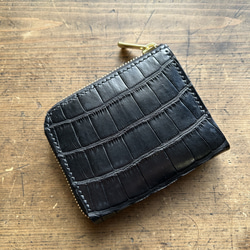 MICKページ クロコダイル アリゲーター コンパクトウォレット ブラック