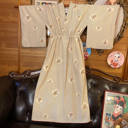 着物 洗え 化繊 ワンピース ドレス ハンドメイド リメイク 帯サッシュベルト　KW-321 7枚目の画像