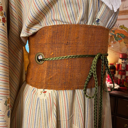 着物 洗え 化繊 ワンピース ドレス ハンドメイド リメイク 帯サッシュベルト　KW-321 8枚目の画像