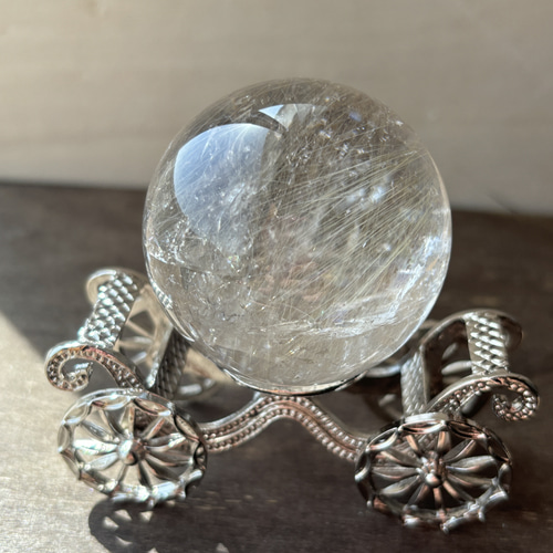 虹入り！美しいエンジェルヘアルチルクォーツ☆スフィア☆48ミリ☆No.1