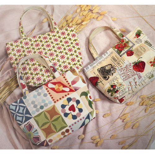 送料無料】日本製 スペイン製生地 ゴブラン織り ミニトートバッグ