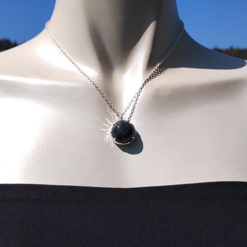 ブラック マトリックス オパール×純銀ネックレス/天然石ペンダント