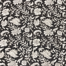 【50cm單位】黑灰白花B印度手工塊印花布料棉質 第3張的照片