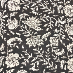 【50cm單位】黑灰白花B印度手工塊印花布料棉質 第2張的照片