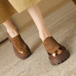 24 新款女士柔軟羊皮鞋時尚簡約鞋厚底高跟鞋 22 公分-25 公分 #921⭐免運費⭐ 第3張的照片