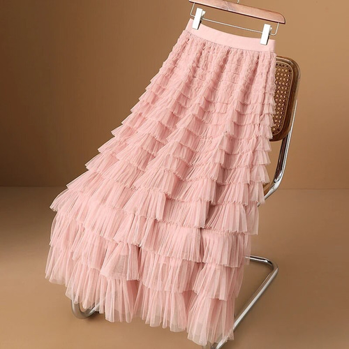 ピンクハウス デニム風フリルのティアードスカート ピンクハウス