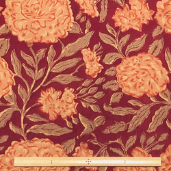 【50cm單位】黃色布料紅橙色蓬鬆花印度手工塊印花布料棉質 第7張的照片