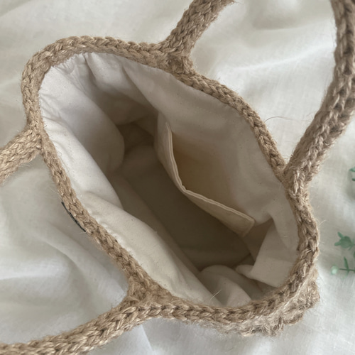 ハンドメイド　お花もりもり麻紐バック 1d6d00d4cad2f687e335698d874b04