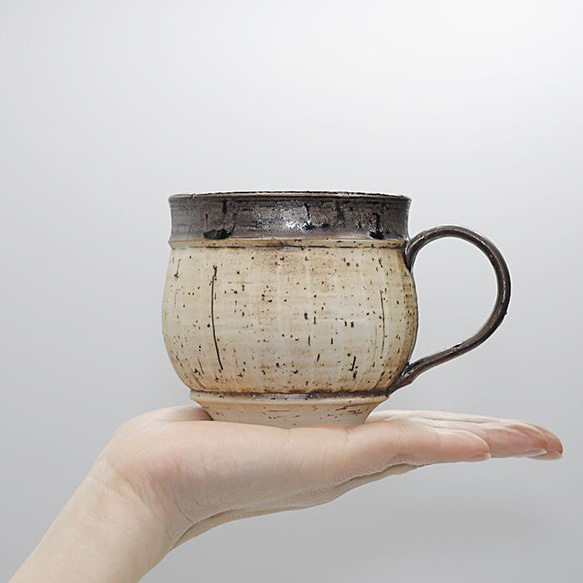 砥部焼 おしゃれ「錆墨（さびもく）丸マグ」マグカップ コーヒーカップ 陶器 手作り 窯元 陶房kibi kibi-102 6枚目の画像