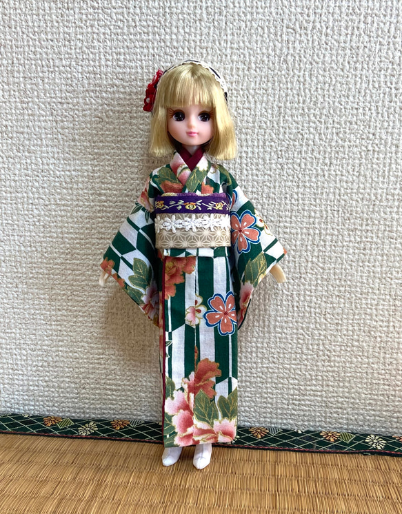 リカちゃん用着物セット（グリーン） その他人形 百千鳥商店