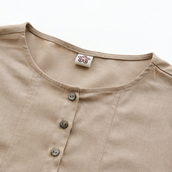 從春天穿到秋天都可以！柔軟身體覆蓋亞麻人造絲罩衫連身裙（米色）OP34。 第11張的照片
