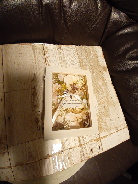 木箱のあじさいアレンジ＾＾リングピローでも＾＾エクリュ 8枚目の画像