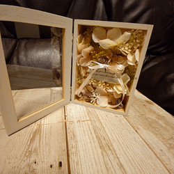 木箱のあじさいアレンジ＾＾リングピローでも＾＾エクリュ 5枚目の画像