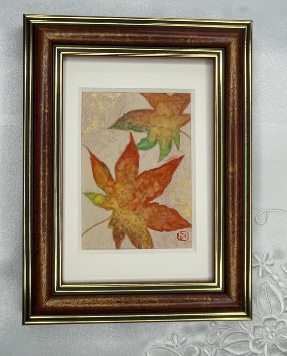 紅葉（ミニ日本画 原画） 絵画 ひこら 通販 17426423｜Creema(クリーマ)