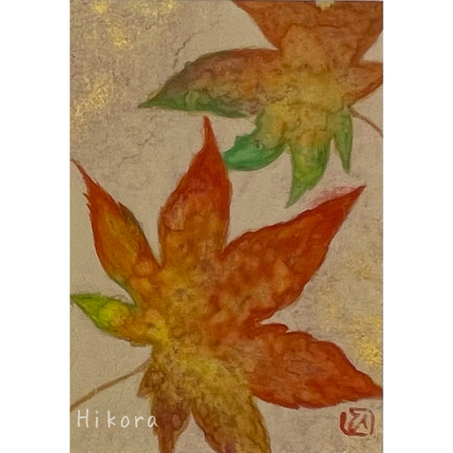 紅葉（ミニ日本画 原画） 絵画 ひこら 通販 17426423｜Creema