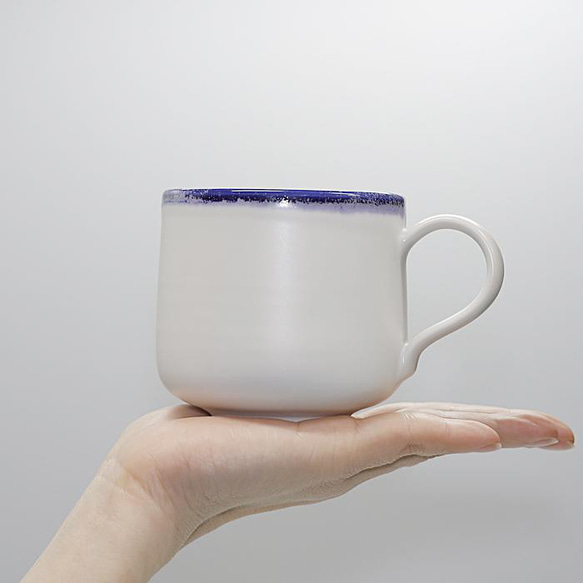 おしゃれ「小マグ ブルー」マグカップ コーヒーカップ シンプル 陶器 手作り 窯元 陶房kibi kibi-106 7枚目の画像