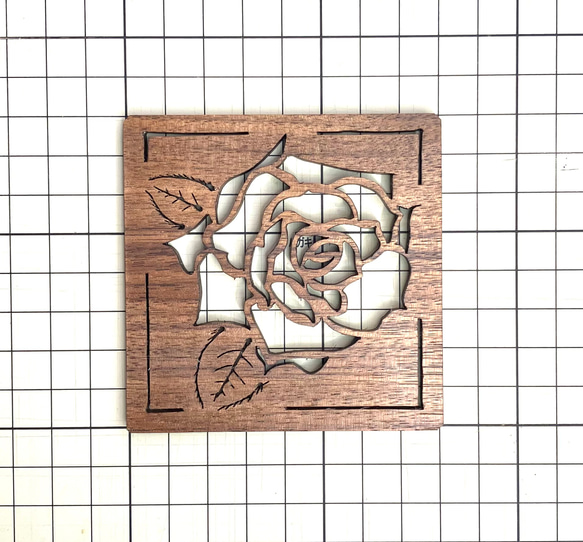コースター「薔薇」木の素材：ウエッジウッド 2枚目の画像