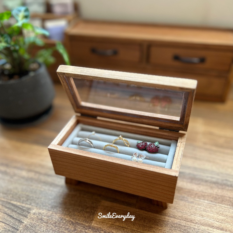 中の見えるコンパクトなアクセサリーケース　リング収納