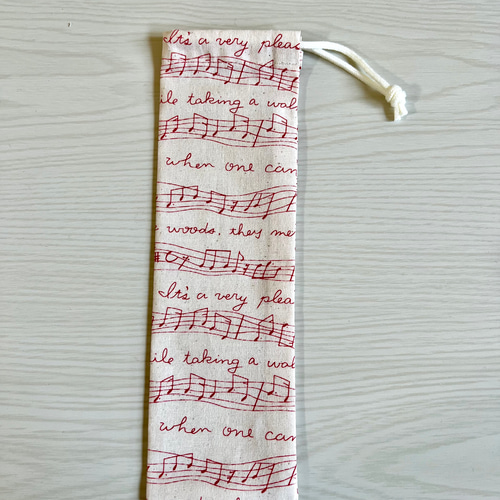 箸袋歯ブラシ入れカトラリーケース音符リボン