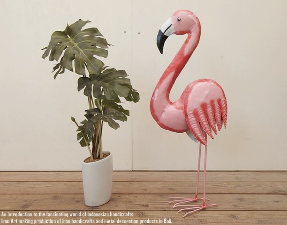 アイアンフラミンゴ Sサイズ フラミンゴ 置物 動物 鳥 オブジェ フラミンゴ置物 ピンク インテリア ウェルカム人形 1枚目の画像
