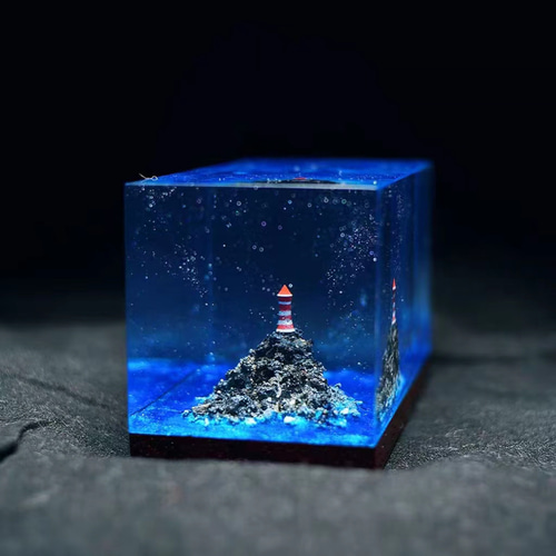 手作り ユニーク 卓上 芸術 装飾 飾り 灯台 星空 海 レジンアート 樹脂