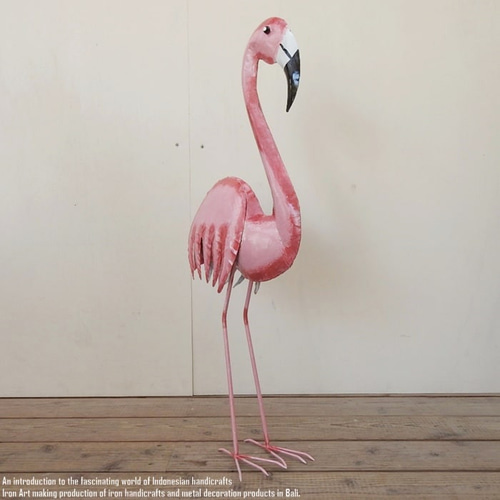 フラミンゴオブジェ（アイアン）/ピンク アイアンフラミンゴ Mサイズ フラミンゴ 置物 動物 鳥 オブジェ